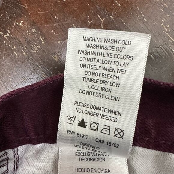 Levi’s 511 Slim Jeans 16reg/28x28 Burgundy Purple - Picture 8 of 8